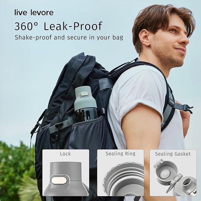 750ml Leak Proof Water Bottle with Flip Top Lid, BPA-Free USA Tritan Drink Bottle, Dishwasher Safe for Office, Outdoor & Daily Use (Grey, 1 Pack)