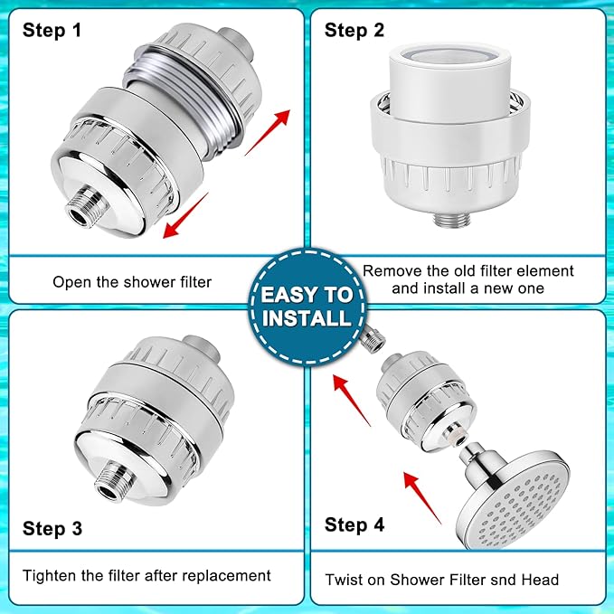 【UPGRADED】6 Pack 20 Stage Shower Filter Replacement Shower Cartridge Filter with Vitamin C Shower Head Replacement for Hard Water by Cenipar