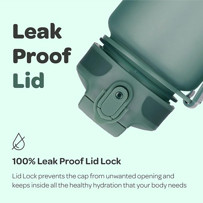 Hydracy Water Bottle with Time Marker -Large BPA Free Water Bottle & No Sweat Sleeve -Leak Proof Gym Bottle with Fruit Infuser Strainer & Times to Drink -Ideal for Fitness Sports & Outdoors