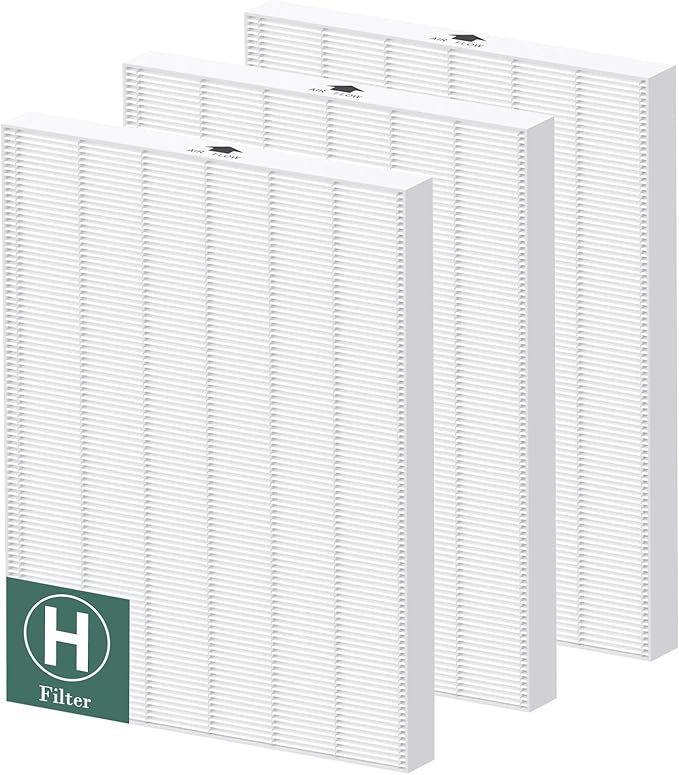 116130 Replacement Filter H Compatible with Winix 5500-2/ AM80 Air Purifi-ers, HEPA Filter for Dust Pollen Hair Pet Dander Smoke, 3 Pack (White)