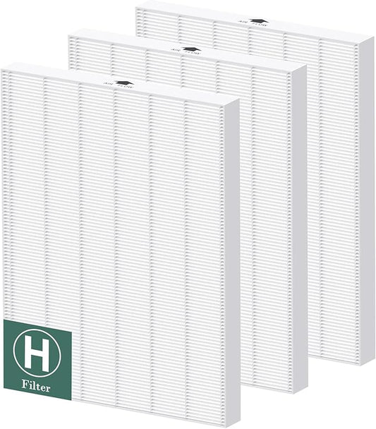 116130 Replacement Filter H Compatible with Winix 5500-2/ AM80 Air Purifi-ers, HEPA Filter for Dust Pollen Hair Pet Dander Smoke, 3 Pack (White)