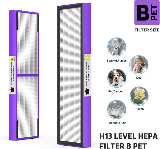 FLT4850PT Filter B Fresh Pet Replacement Compatible with Guardian Models AC4850, AC4825, AC4870, CDAP4500, AC4900, AC4300, AP2200, FLT4850PT, Violet, 3 Premium Filter+9 Carbon