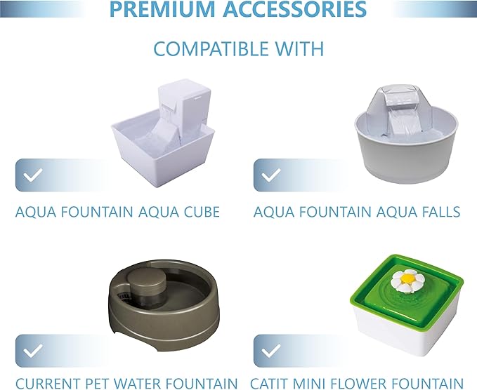 12 Pack Cat Water Fountain Replacement Charcoal Filters Square Compatible with Petsafe Premier Pet Fountain Filters 2.5 Inches, for Aqua Cube Catit Mini Flower Pet Fountains