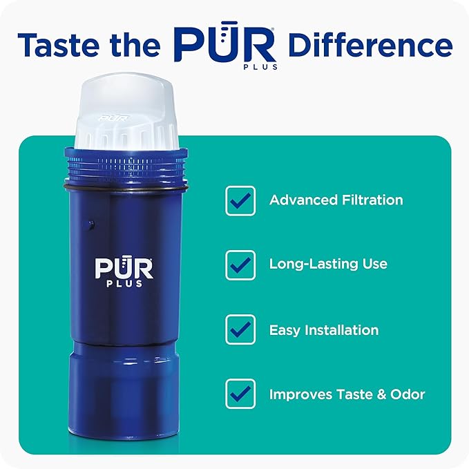 PUR PLUS Lead Reducing Water Pitcher and Dispenser Replacement Filter 1-Pack, NSF and WQA Certified – Compatible with all PUR brand Pitchers and Dispensers, Blue, PPF951K1