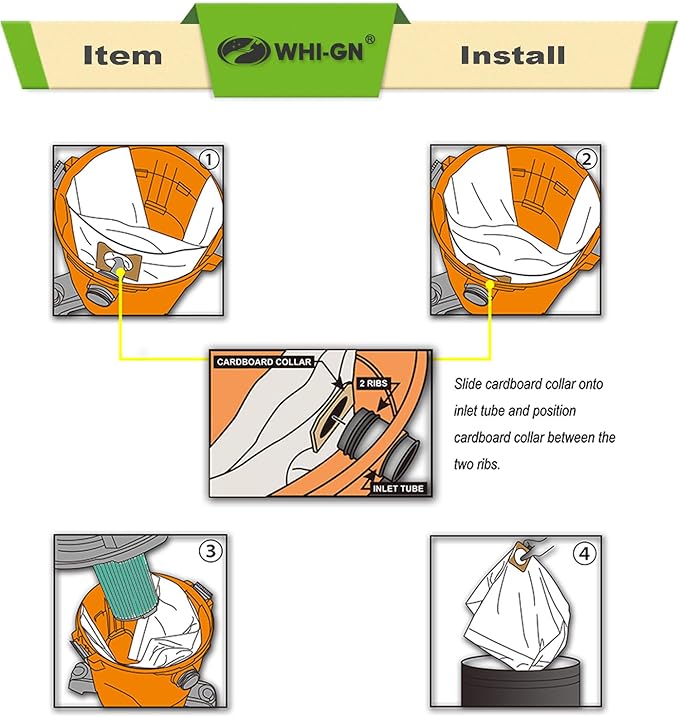 VF6000 Filter Replacement for Rigid Shop Vac Filter 5-20 Gallon, 5-LAYER HEPA Cartridge 97457 + VF3502 Vacuum Bags 23743 2-LAYER High Efficiency for RIDGID 12-16 Gal Wet/Dry Vacuums (2FILTER + 5BAGS)