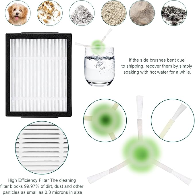 24 Pack Replacement Parts Compatible with iRobot Roomba Combo j7+/Plus Robot Vacuum Cleaner, 2 sets of multi-surface rubber roller brush 6 filters 6 side brushes 6 vacuum bags 4 Mopping Pad