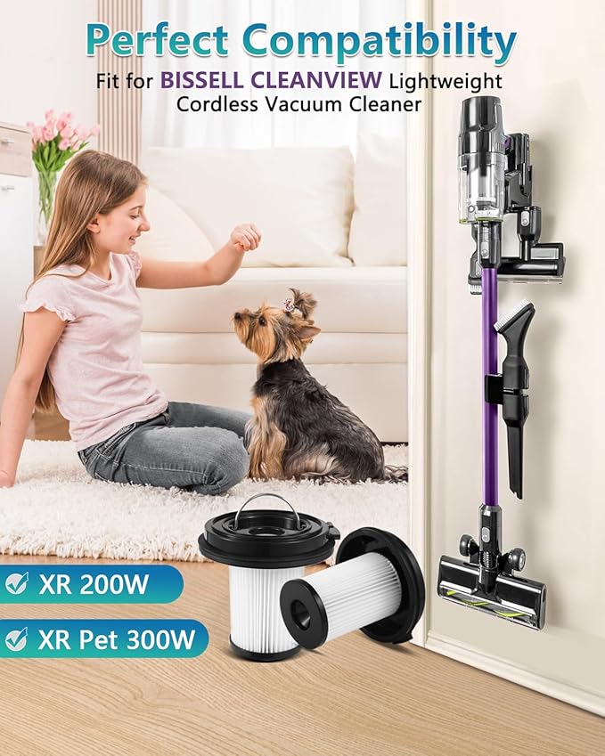 4 PACK Cleanview XR Filter Replacement Compatible with Bissell Cleanview XR 200W/ Cleanview XR Pet 300W/ Powerlifter Turbo Cordless Stick Vacuum Cleaner 3789U, 3789X, 3789, 3797V, 3797W, 3797, 1638010