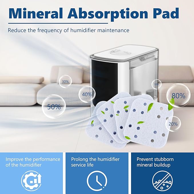 Funmit 30 Pack Humidifier Replacement Filters for LEVOIT, Mineral Absorption Pad Compatible with LV600S, LV600HH, OasisMist450S