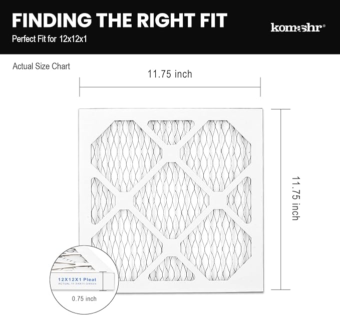 12x12x1 Air Filter MERV 13 (4-Pack), HVAC/Furnace AC Filter Replacement, Dust Defense–Comparable with MPR 1500-1900 & FPR 10 (Actual 11.75x11.75x0.75)