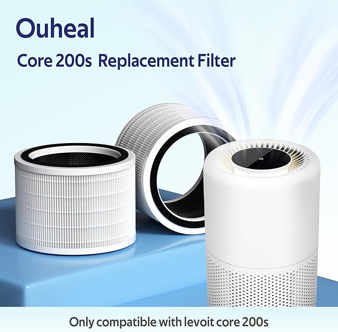 Core 200S Replacement Filter Compatible with LEVOIT Core 200S-P Air Purifier, 3 stage Filter, Grade H13, Replace Part #Core 200S-RF,Pack of 4