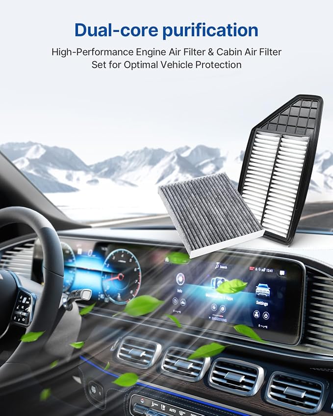 Engine & Cabin Air Filter Fits Insight 1.5L Hybrid (2019-2022), PA99482, 17220-6L2-A01, Replacement for CF11182 CA12952