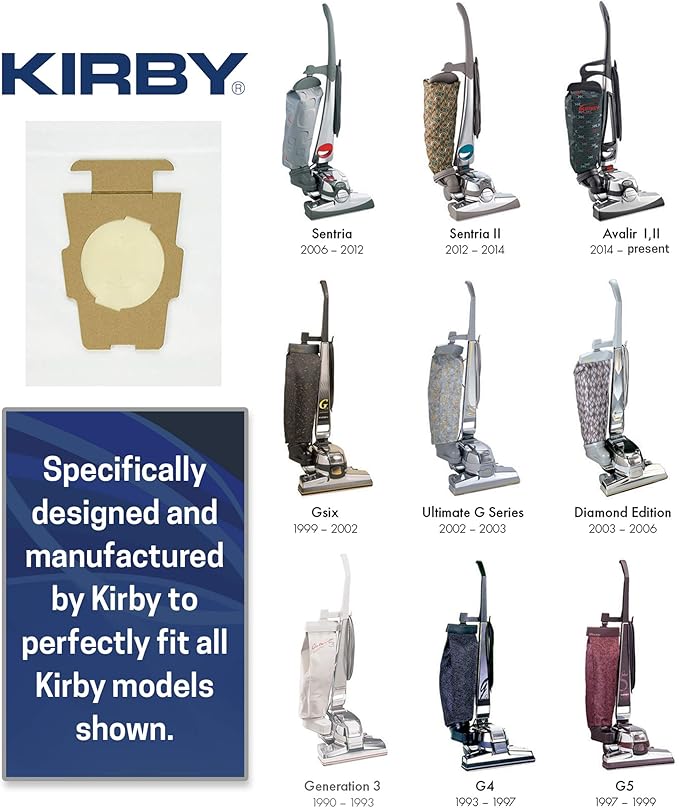 Kirby Vacuum Bundle – 6 HEPA Filter Bags (204814) + 6 OEM Belts (301291G) for F-Style & Twist-Style Upright Models