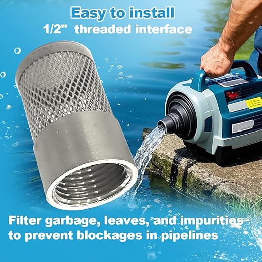 1/2" 304 stainless steel filter head with internal thread diameter of 20mm connected to 1/2" water pipe filter Used to Remove Debris and Reduce Solid Entry（1pcs）