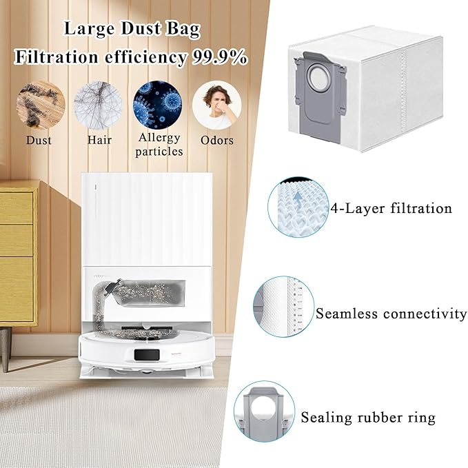 Accessories Kit for Roborock Qrevo S/Qrevo Plus/Qrevo Pro/Qrevo MaxV 【Not for Q Revo】Robot Vacuum, 2 Main Brush Roller, 4 Hepa Filters,4 Mop Pads, 4 Dust Bags, 6 Side Brush, 22 Pack Replacement Parts