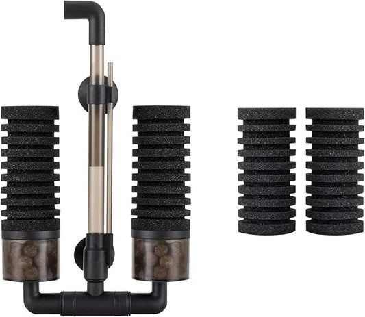 hygger Aquarium Double Sponge Filter, Comes with 2 Spare Sponges (S)