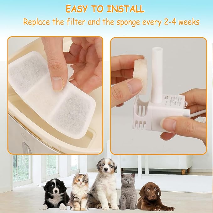18 Pack PW04 3.5L Wireless Pet Fountain Filters for Hard Water, Reduces Limescale & Bad Taste, Compatible with Oneisall Cat Water Fountain Dispenser, Long Lasting Replacement Filter