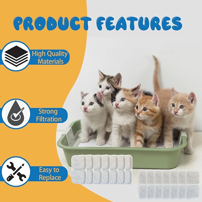 14-Pack Airsift Litter Box Filters for Catit Airsift Jumbo/Regular/Smartsift Litter Boxes,Dual Action Purifier Pads to Absorb and Freshen Litter Box Odors