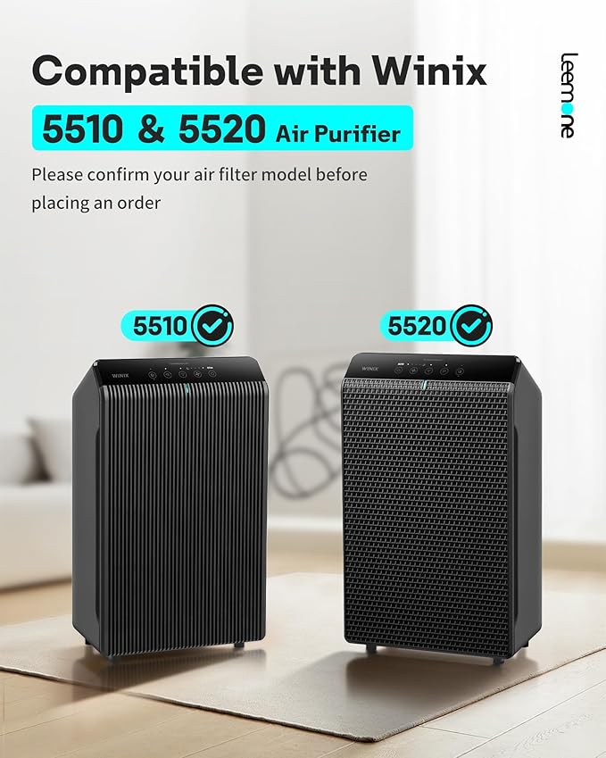 5510 5520 Replacement Filter Q Compatible with Winix 5510 and 5520 Air Purifier,Activated Carbon Filter Combo, Part# 1712-0123-00,2 Sets Totally 4pcs