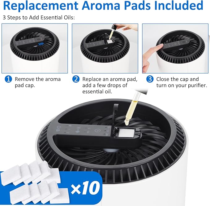 MK06 MK01 True HEPA Replacement Filter Compatible with AROEVE MK01 MK06 and Kloudi DH-JH01 Air Purifier, Standard Version, 2 Pack