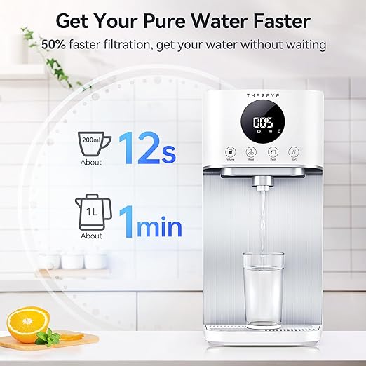 Thereye Reverse Osmosis System Countertop Water Filter, NSF/ANSI 58 Tested, 7 Stage RO Filtration, Fast Water Delivery, 3:1 Pure to Drain, BPA Free Water Purifier for Home, No Installation