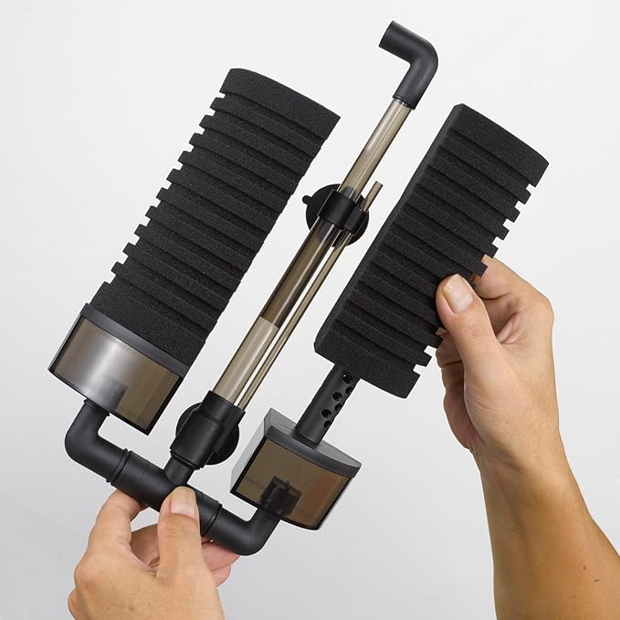 Carefree Fish Aquarium Filter Sponge Fish Tank Quiet Bubble Filter with 4 Sponges and 1 Bag of Filtered Ceramic Balls for Salt Water and Fresh Water(not Included Air Pump)