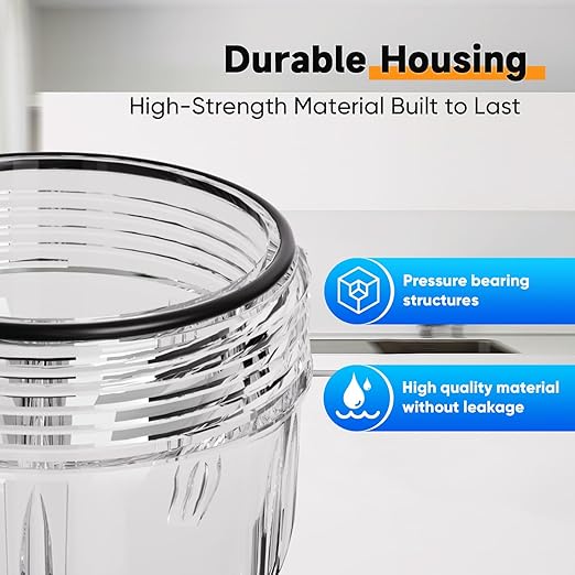 PUREPLUS Whole House Water Filtration System, 10″ × 4.5″ Housing, 1″ NPT Inlet/Outlet, Durable Housing with Bypass & Backwash, Pressure Relief, Mounting Bracket