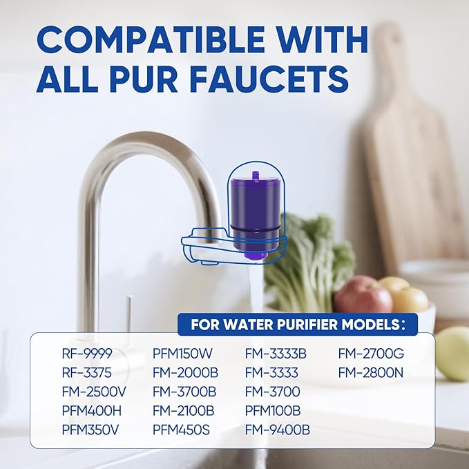 PUREPLUS Heavy Metal Reduction Faucet Filter Replacement, Compatible with PUR® Plus RF9999®, Removes Lead, Mercury, Chlorine, Fits FM-2500V, FM-3700, PFM350V, Advanced Faucet Mounts, 6 Pack