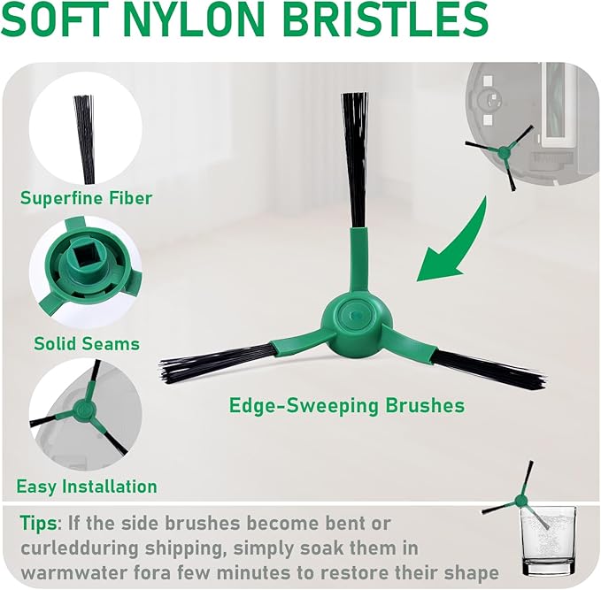 Y0140 Replacement Parts Pack for iRobot Roomba Combo Essential Series Q011, Y0110, Q0120, Y0140 Robot Vacuum Cleaner, 2 Roller Brush, 8 Hepa Filters, 4 Side Brushes, 1 Cleaning Brush (14 Pcs/Pack)