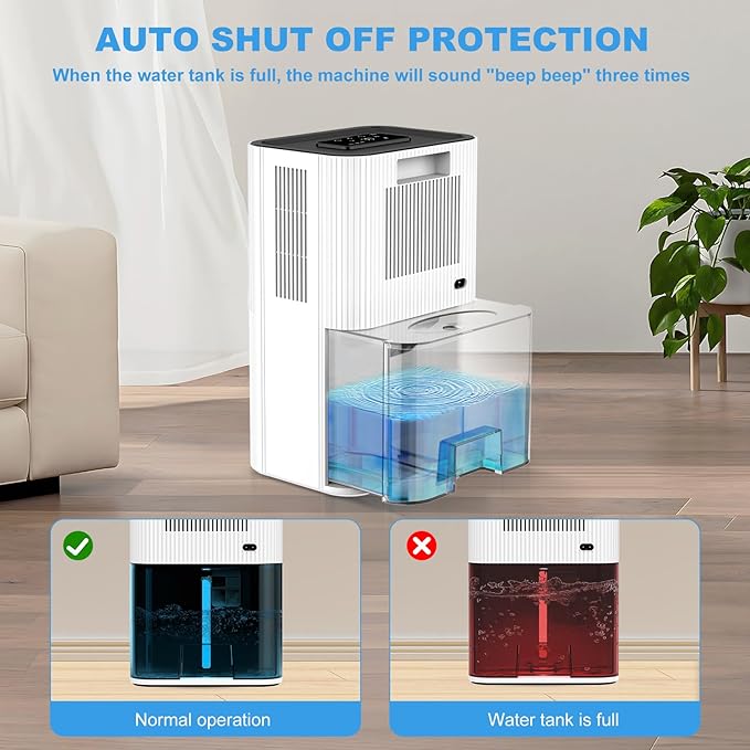 Dehumidifiers for Home 95 OZ Water Tank, Quiet Dehumidifier for Bedroom with Auto Shut Off, 7 Colors Light,New Small Dehumidifiers for Bathroom, RV, Closet