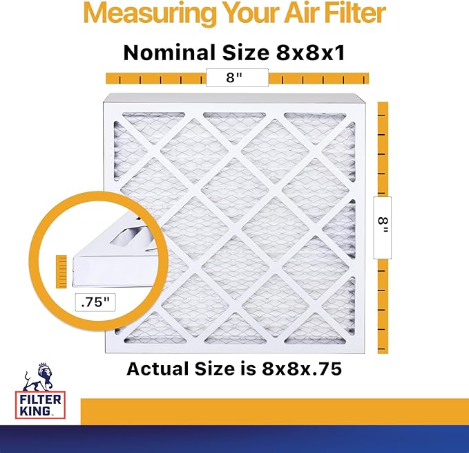 Filter King 8x8x1 Air Filter | 12-PACK | MERV 13 HVAC Pleated A/C Furnace Filters | MADE IN USA | Actual Size: 08 x 08 x .75"