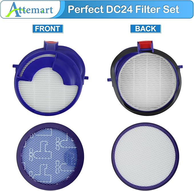 Replacement Filter Kit Compatible with Dyson DC24 Animal, DC24 Multi-Floor The Ball Filter Kit, Includes Washable and Hepa Filter, Replace Part 919777-02 and 915928-12
