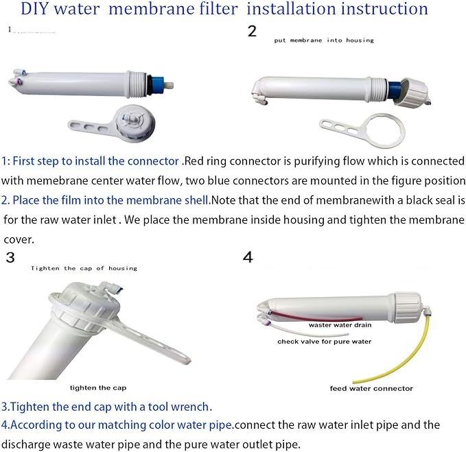 HUINING Reverse Osmosis Membrane Residential RO Membrane Water Filter Cartrige Replacement for 5-Stage Home Drinking Water Filtration System Household Water Purifier… (50GPD membrane*2)
