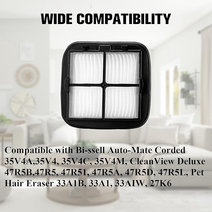 Improvedhand 97D5 Pet Hair Eraser Filter Replacement for Bi-ssell Pet Eraser Corded Hand Vacuum 33A1B 33A1 33A1W 27K6, Replaces Part # 203-7416 203-1432 2031432, 4 Pack & 1 Brush