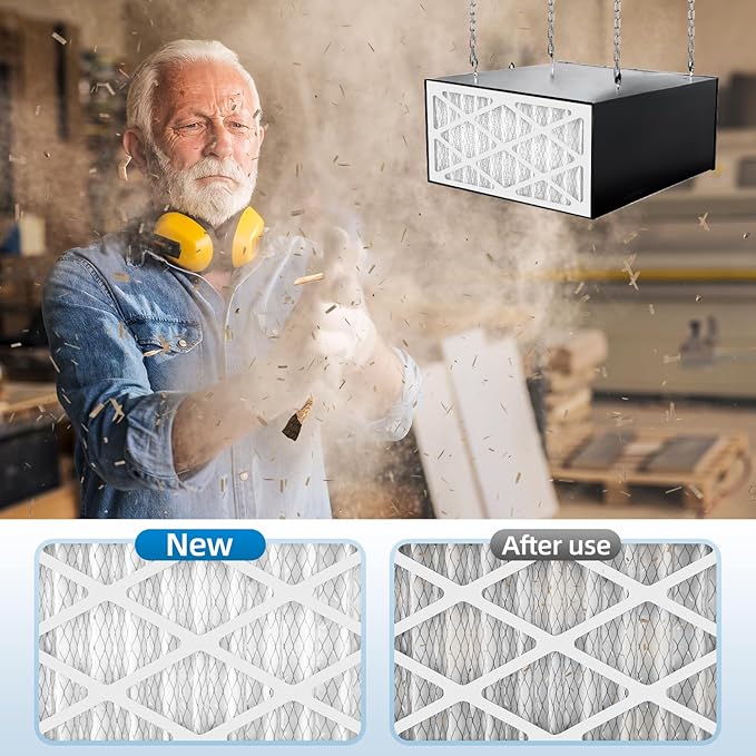 5-Micron Outer Filters Compatible With WEN 3410 & POWERTEC AF4000/AF4001 Shop Fox W1830 Grizzly G0738 Air Filtration System, Replacement for WEN 90243-027-2 Woodworking Air Filters (4 Pack)