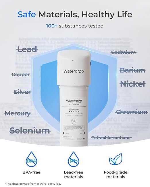 Waterdrop 10UE Under Sink Water Filter for Instant Hot and Cold Water Dispenser System, Reduces PFAS, PFOA/PFOS, Lead, Chlorine, Bad Taste & Odor, 11000 Gallons