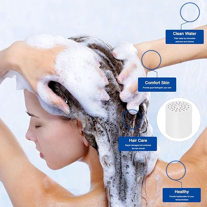 NearMoon 15 - Stage Replacement Cartridge Universal High Output Shower Filter with VC, Reduce Hard Water, Heavy Metal Impurity, Improve Skin & Hair, Fit Any Similar Filter (4 pack)