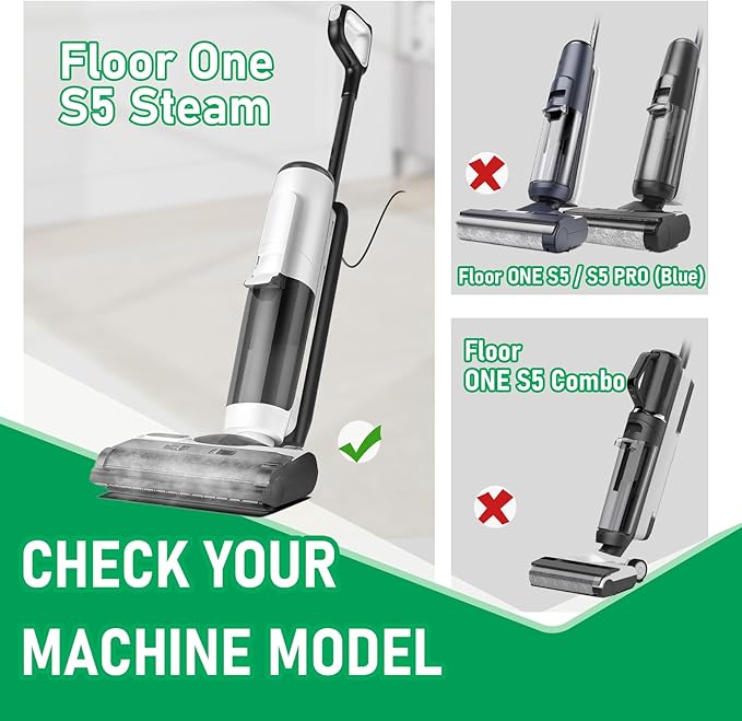 Only Floor ONE S5 Steam Roller Brush Replacement and Vacuum Filter Kit Compatible with Tineco Floor ONE S5 Steam Corded Wet Dry Vacuum Replacement Parts,3 Roller Brushes,3 Filters,1 Cleaner Brush