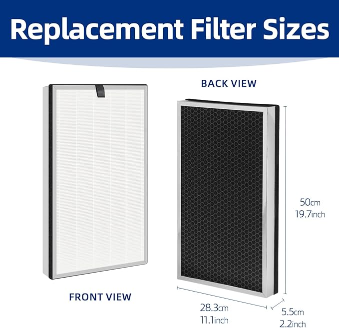 112 Air Purifier Replacement Filter: Compatible with MA Series 112 Air Purifier V2.0, 3 in 1 Pre-filter, Pleated Filter and Activated Carbon Filter, 2 Pack