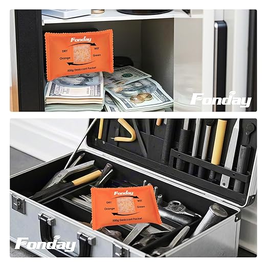 2 x 500Gram Fonday Rechargeable Silica Gel Car Dehumidifier Fast Reactivate Desiccant Bags, Large for Gun Safe Closet Basement Garage Storage Moisture Absorber