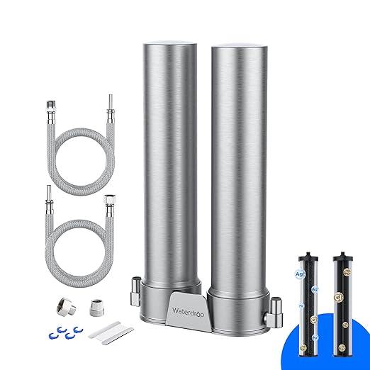 Waterdrop DST Under Sink Water Filter System, Under Sink Water Filtration System, NSF Certified Elements, Reduce Chlorine, PFOA/PFOS, Bad Taste & Odor, Silver Ions Enhanced Filtration, Stainless Steel
