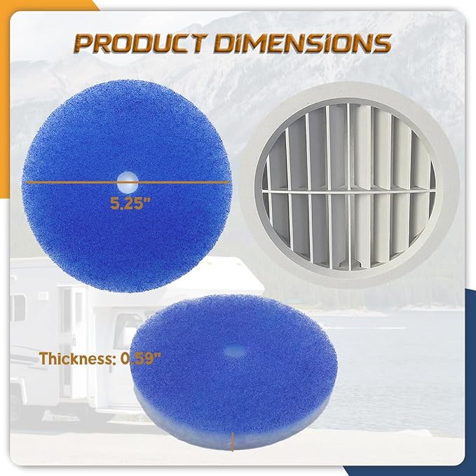 10 Pack RV Air Conditioner Filter 5.25” Round RV AC Filters Replacement with Central Hole MERV 8 Rated RV Vent Filters