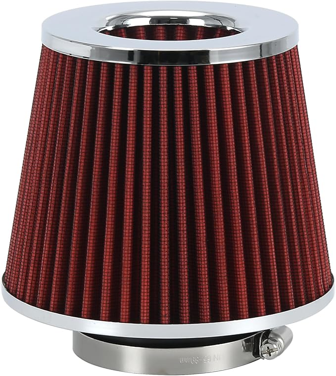 PTNHZ Universal Red 3" 76mm High Flow Cold Air Intake Cone Air Filter Power Intake Air Inlet System Air Cleaner