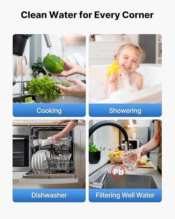 VEVOR Whole House Water Filter System, 3-Stage | Sediment, KDF, CTO | 4.5" x 20" Home Water Purifier Filter Reduce Heavy Metal, Lead, Mercury, Chlorine, Bad Taste, Odor, Rust