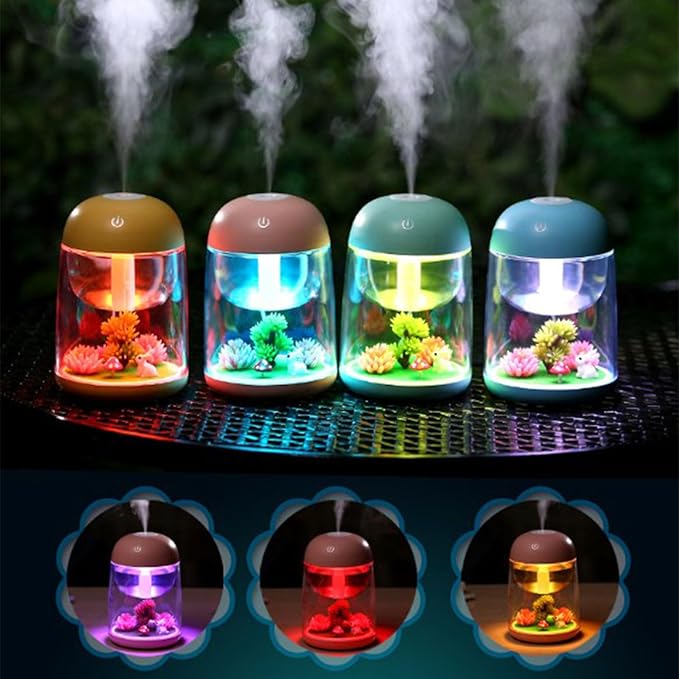 Cute Mushroom Humidifier 2in1 Essential Oil Diffuser Ultrasonic Desk Humidifier Quiet Mini Humidifier for Bedroom Office Car (Pink)