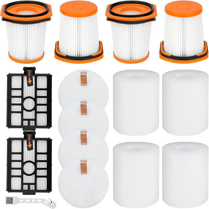 WS642AE Filter for Shark Wandvac Self-Empty Cordless Stick Vacuum WS642AE Replacement Part, 4 HEPA Filter + 4 Foam & Felt Filter + 2 Base Post-Motor Filter + 1 Cleaning Brush