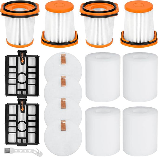 WS642AE Filter for Shark Wandvac Self-Empty Cordless Stick Vacuum WS642AE Replacement Part, 4 HEPA Filter + 4 Foam & Felt Filter + 2 Base Post-Motor Filter + 1 Cleaning Brush
