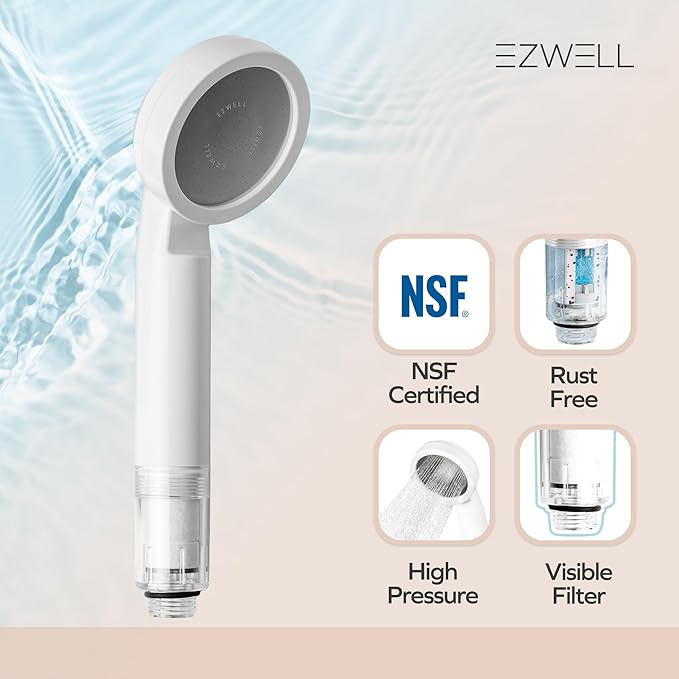 Visible Filtered Shower Head LITE Sediment Filter with High Pressure NSF Certified Korea| Filtration System, Removes Rust | - Good for Dry skin & Hair, Travel, RV, Bathroom - Easy Install