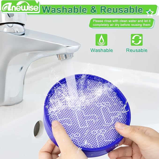 Filter Kits repalcement for Dyson dc25 vacuum Ball filters, Includes 1Pcs 919171-02 Washable Pre Motor Filter and 1Pcs 916188-05 Hepa filter, Fits DC-25 Models