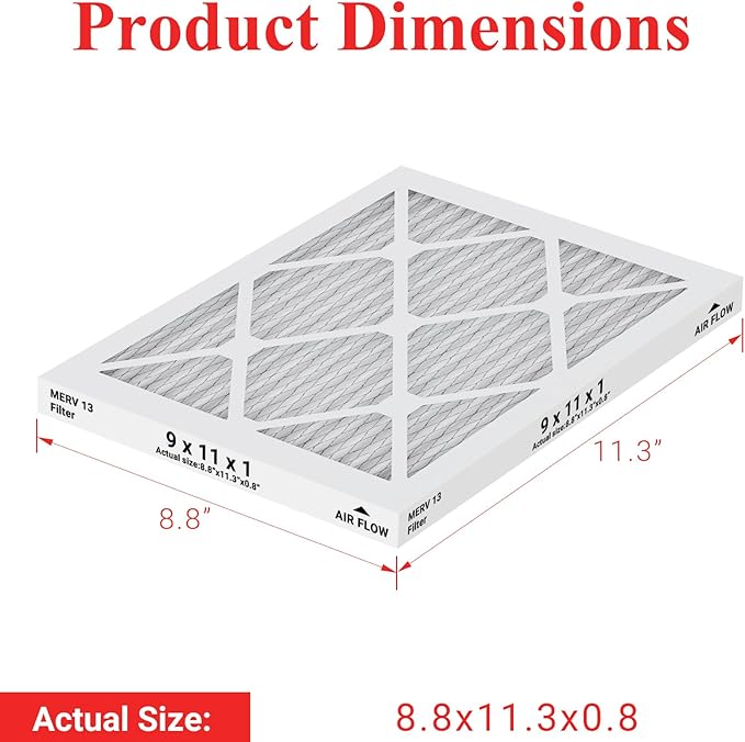 9 x 11 x 1 MERV 13 Replacement Dehumidifier Filter Compatible with Santa Fe Compact70, Ultra70, Element, Compact2, UA 65H Dehumidifier Models, 4 Packs