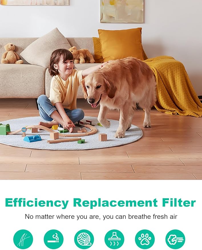 Replacement Filter Compatible with Honeywell Air Purifiers HPA5100B/HPA5100W/HPA5150/HPA3100, 2 High-Efficiency, 2 S Carbon and 4 A Pre-Filters, Part # HRF-R1 HRFSC1 HRF-ARVP100 HRF-A100